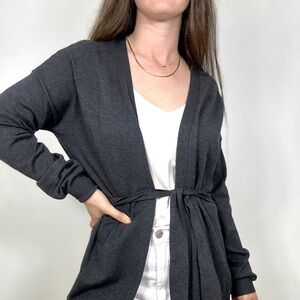 *H&M Dark Grey Cardigan with Tie Belt